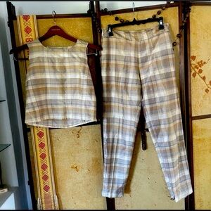 Vintage French Connection Plaid tank and pant set size 6